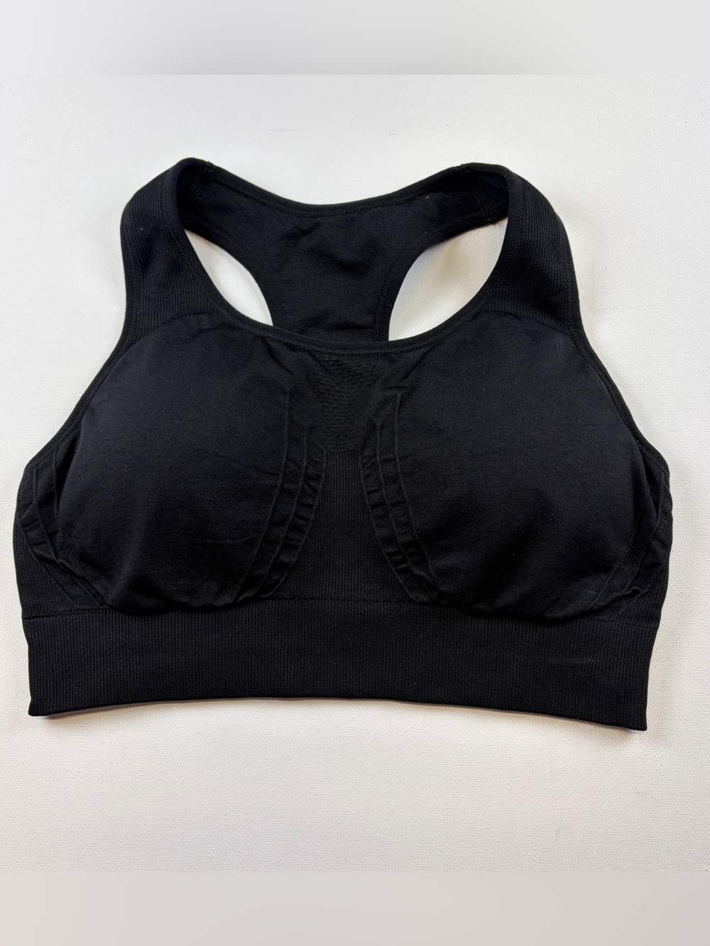 TRUEKIND REACTIVE SPORTS BRA BLACK RACERBACK WIRELESS SIZE LARGE